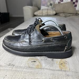 L.L. BEAN Men’s Allagash Bison Handsewn Lace Up Oxford Loafer Black Brown 9.5 D